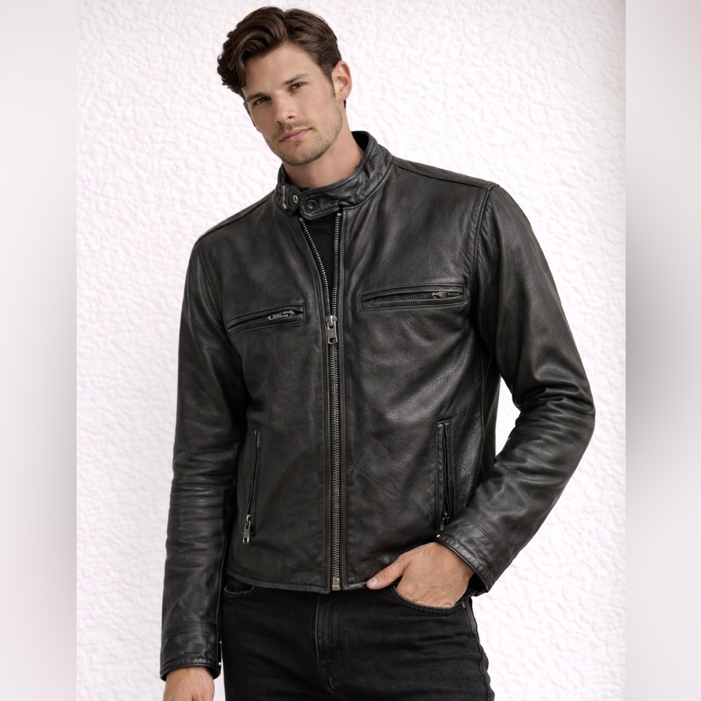 Karl Lagerfeld Men's / women’s Black Leather Jacket